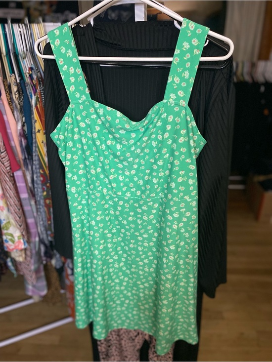 SO Dresses & Skirts - SO Spring Green Mini Dress with White Floral Print